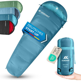 NORDMUT® Спальний мішок для дорослих – ультралегкий, компактний, 3-сезонний (250 GSM) та літній (100 GSM) мумія для кемпінгу, туризму, фестивалів, вага 900/1500 г