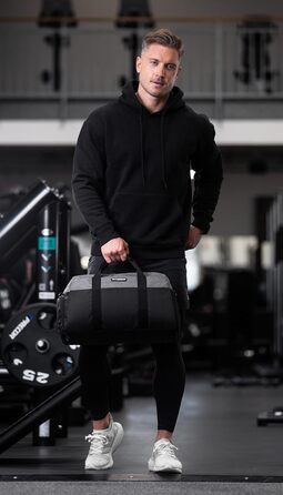 Спортивна сумка Fitgriff V2 з відділенням для взуття та вологих речей, для жінок і чоловіків, середня, чорна/сіра – ідеальна для спортзалу, фітнесу та подорожей