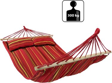 Подвійний гамак з планкою 240x150 см, до 300 кг, з 2 подушками, для вулиці, індонезійський стиль