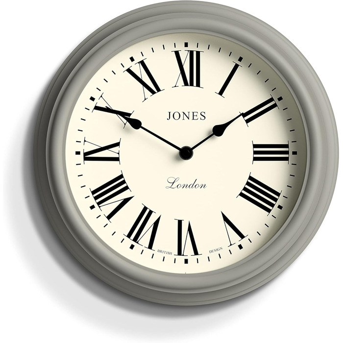 Настінний годинник JONES CLOCKS 30 см круглий зелений, римські цифри, класичний дизайн для кухні, вітальні або спальні