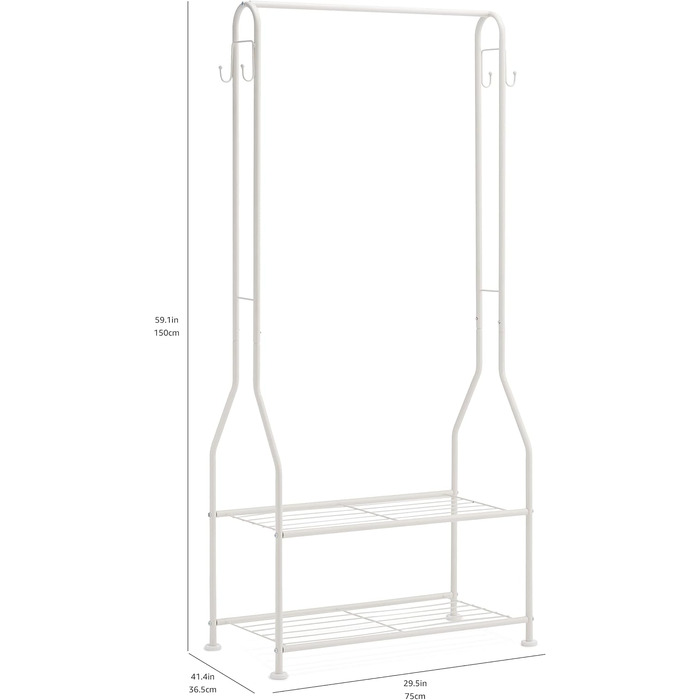 Шафа для одягу Amazon Basics з двома полицями, біла, 75x36,5x150 см