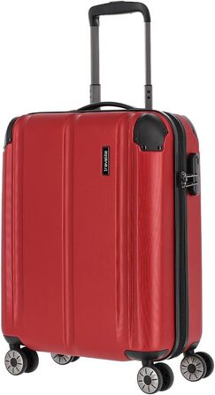 Жорсткий валізний тролей Travelite City 55 см, 40-45 л, 4 колеса, бордовий, з розширенням і функцією надівання на ручку, ручна поклажа, стійкий до подряпин