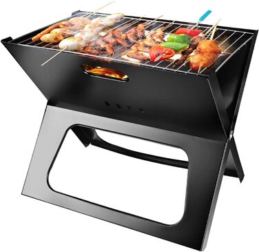 Портативний вугільний гриль moclever, складаний та компактний BBQ гриль з великою робочою поверхнею для кемпінгу, подорожей, саду та відпочинку на природі