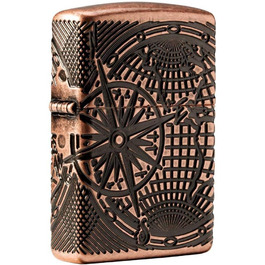 Бензинова запальничка Zippo 29853 з картою світу, антикварна мідь, заправна, у подарунковій коробці