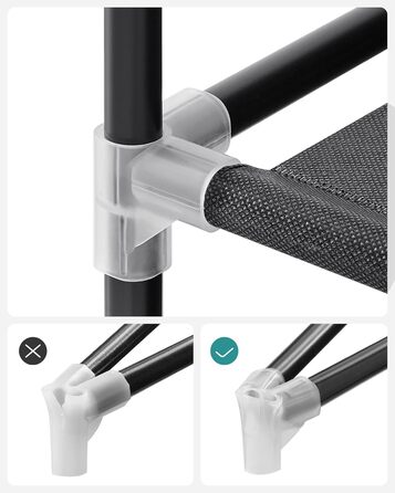 Тканинна шафа SONGMICS 45x170x167 см з 4 полицями, відділеннями для підвішування, 4 бічними кишенями, містка, для спальні та вітальні, чорна