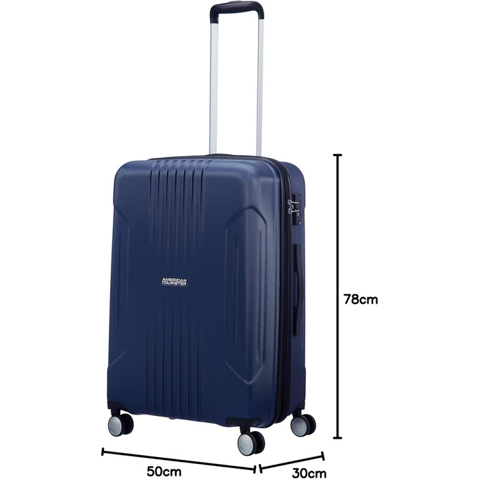 Велика розширювана валіза American Tourister Tracklite Spinner 120 л, темно-синя, 78 см