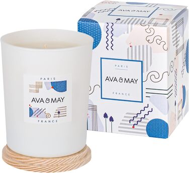 Ароматична свічка AVA & MAY Paris, 180 г – веганська соєва свічка з ароматом бергамоту, жасмину та троянди, 40 годин горіння