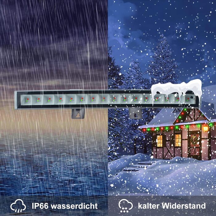 Світлодіодний RGB прожектор 48Вт, водонепроникний LED Wallwasher IP66 для вулиці та приміщення, з дистанційним керуванням і додатком, для вечірок, саду, дерев, 1 шт.