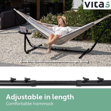Гамак Vita5 з каркасом для двох, 200 кг, з сумкою, для саду, балкону, тераси, подвійний, переносний, для вулиці та дому