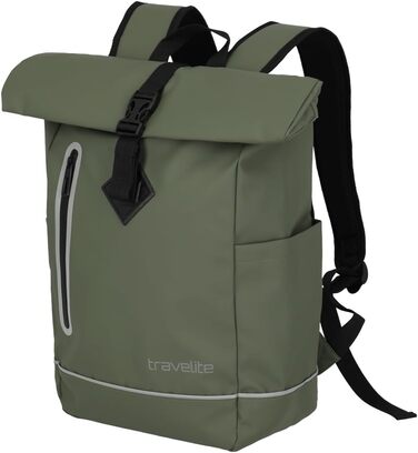 Рюкзак Travelite BASICS Rolltop 19 л, водонепроникний, велосипедний, з відбивачами, оливковий, 48 см