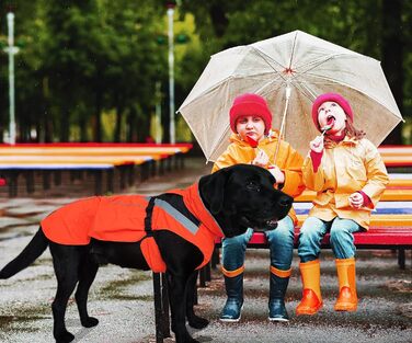 Водонепроникний дощовик для собак Lautus Pets, з отвором для шлеї, помаранчевий, розмір S, світловідбивний