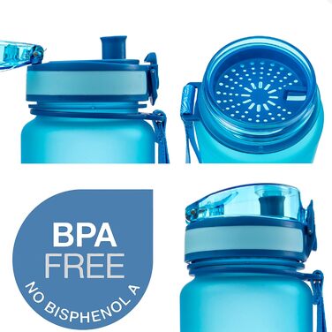 Спортивна пляшка Embrava 1000 мл, швидкий потік, BPA-free, Tritan, герметична кришка, Pure Blue