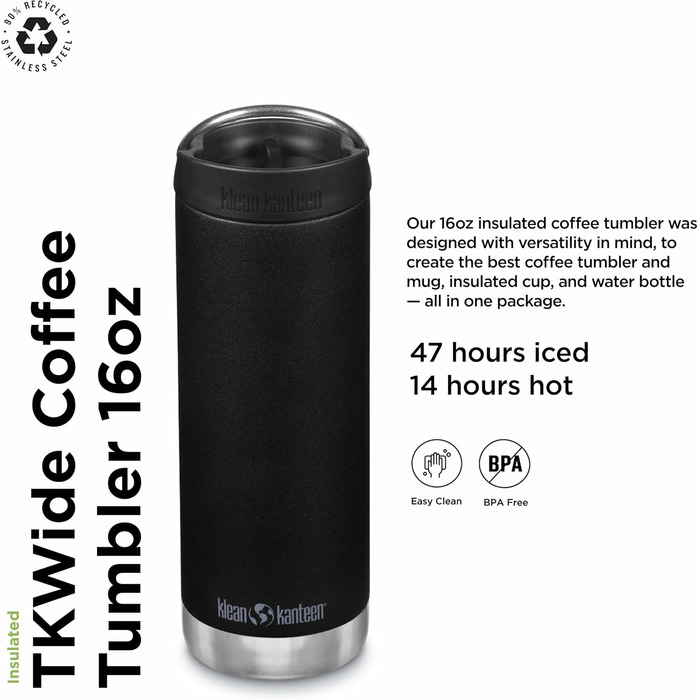 Термобутилка Klean Kanteen TKWide для води, чоловіча, нержавіюча сталь