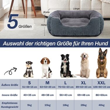 Ліжко для собак FURTIME велике, м'яке, антистрес, машинне прання, нековзне, для котів і собак середніх та великих порід, 89x63x23 см