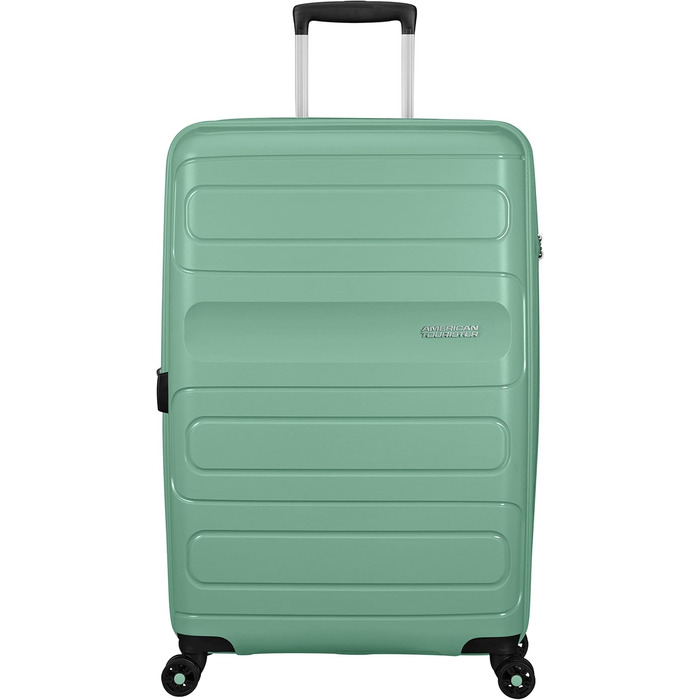 Валіза American Tourister Sunside Spinner 55 см, 35 л, чорна, розширювана, 77-118 л, мінерально-зелена