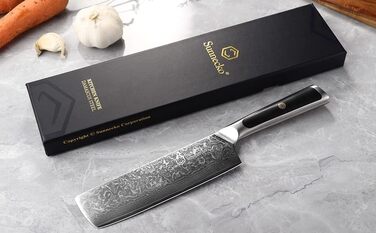 Sunnecko Nakiri 18 см – дамаський кухонний ніж, гострий багатофункціональний азійський ніж із дамаскої сталі з ергономічною ручкою для дому та кухні