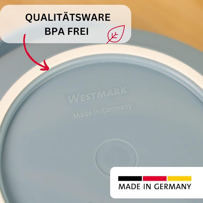 Набір для випікання Westmark Gerda, 4 предмети: миска, мірний кухоль, віночок, лопатка, пластик, білий/червоний/прозорий, з кришкою