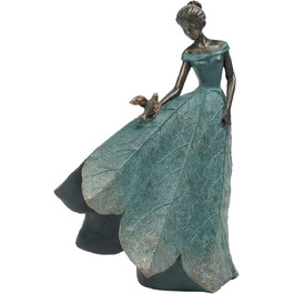 Декоративна статуетка феї з листям Guichifun, смола, 14×8×20 см – садова фігурка для дому, двору та саду, подарунок жінкам