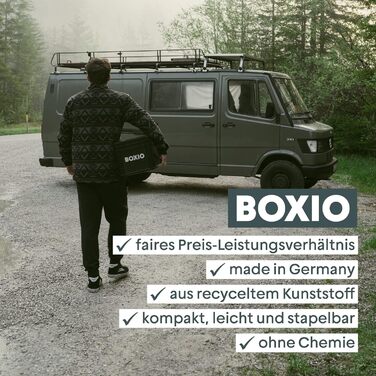 BOXIO SOLO: Пластикова ящик з кришкою 40x30x28 см, для зберігання, транспортування, кемпінгу, човна, гаража або саду, стелажна, сумісна з іншими євробоксами