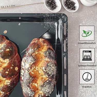 Емалевий деко для духовки ICQN 45,5x37,5x3 см, жирозбірник, сумісний з Bosch, Siemens, Neff, Constructa, Flavel, Simfer, подвійний набір з решіткою, стійкий до подряпин і корозії