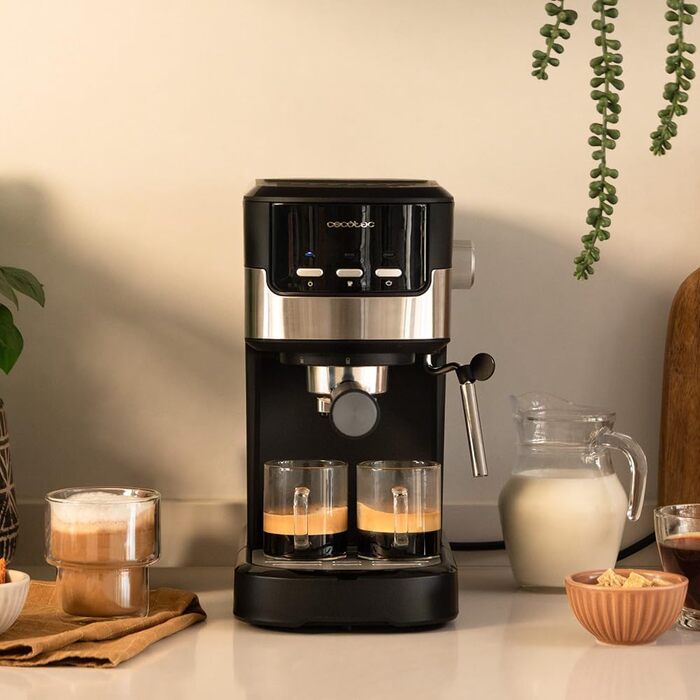 Кавоварка Cecotec Compacta Power Espresso 20 Pecan, 1100 Вт, 20 бар, термоблок, парова насадка, подвійний фільтр, 1,25 л