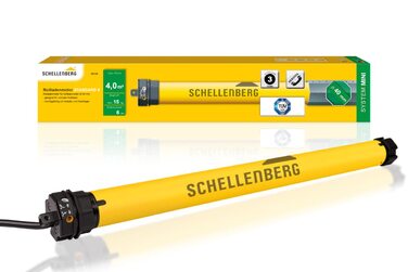 Електричний роликовий двигун Schellenberg Mini Standard 6 Нм для ролет 40 мм, механічне налаштування кінцевих положень, для площі до 4 м², комплект із настінним кріпленням