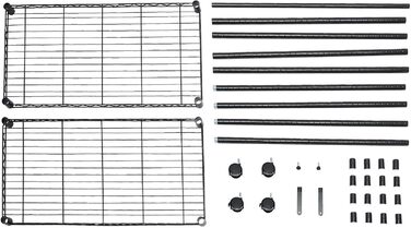 Вішак для одягу Amazon Basics з верхніми та нижніми полицями, чорний, 91x45,6x180,2 см