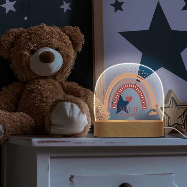 Персоналізований LED нічник для дітей із іменем, дизайн Веселка, червоний, нічна лампа на тумбочку в дитячу кімнату, подарунок для малюків