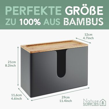 Диспенсер для паперових рушників Nature Supplies із дерева, настінний або настільний, чорний, для рушників C-, Z- чи Interfold-складання