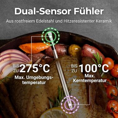 MEATER SE – Бездротовий смарт термометр для м'яса з Bluetooth, вимірюванням внутрішньої та зовнішньої температури, для BBQ, духовки, гриля, коптильні, з чорним зарядним пристроєм