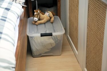 Пластикова коробка для зберігання Iris Ohyama TB-45 з кришкою, 45 л, прозора, 6 шт, міцна, стійка, для одягу, гаража, дому, офісу, із ручками, штабельована