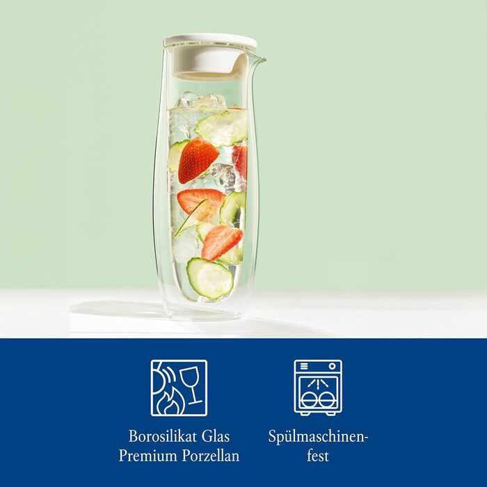 Villeroy & Boch Artesano Глечик для гарячих та холодних напоїв з кришкою, 1 л, боросилікатне скло, прозорий, для води, соку, чаю, карафка