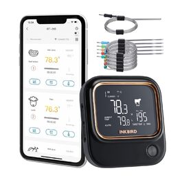 Гриль-термометр Inkbird IBT-26S з Bluetooth 5.1 і Wi-Fi, 4 датчики температури, магнітне кріплення, USB-зарядка, для кухні, духовки, гриля, BBQ, коптильні