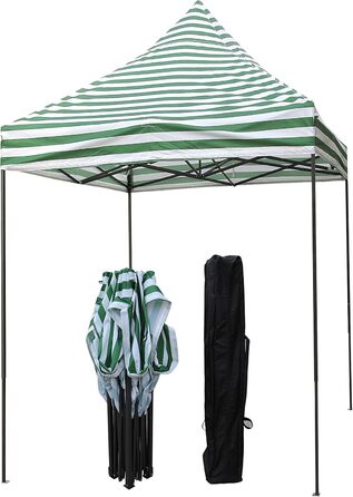 Павільйон All Seasons Gazebos 2x2 м, міцний, повністю водонепроникний, білі та зелені смуги