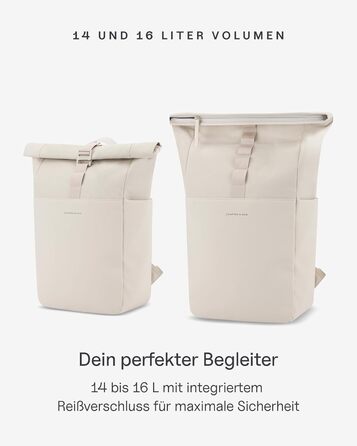 Рюкзак Kapten & Son Lund Basic 14-16 л, ролтоп, для подорожей, навчання та роботи, з відділенням для ноутбука 14'', унісекс, колір пісочний