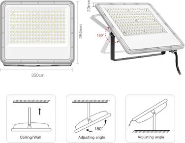 LED прожектор для вулиці 150Вт, 15000Лм, холодне світло 6000K, IP65, водонепроникний, для саду, тераси, гаража, майстерні, спортмайданчика