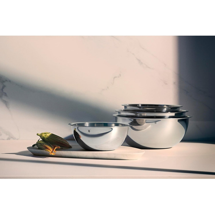 Набір мисок WMF Gourmet 4 шт, нержавіюча сталь, 1,0-3,5 л, для кухні, салатна, для змішування, сервування, Cromargan, штабельовані