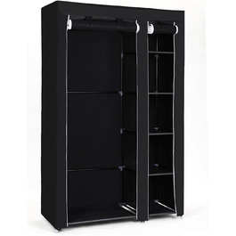 Тканинна шафа SONGMICS XL з вішалкою, складана, для одягу, 110x175x45 см, чорна, LSF007, органайзер для зберігання, кемпінг