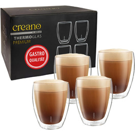 Creano PREMIUM двостінні склянки для напоїв 400 мл, 4 шт, ресторанна якість, стійкі до миття в посудомийці, новинка 2024
