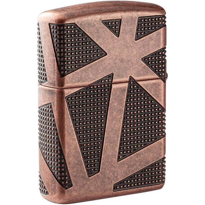 Запальничка Zippo Armor антикварна мідь, геометричний дизайн, 360°, універсальна