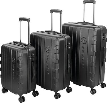 Чемодан Bugatti Galatea 55x38x23,5 см, 38 л, жорсткий, 4 колеса, TSA-замок, чорний, набір