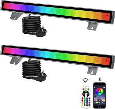 RGB LED прожектор 48Вт, настінний світильник-бар, IP66, водонепроникний, керування через пульт і додаток, для вулиці та приміщень, підсвічування дерев, вечірок, саду
