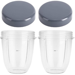 Набір з 2 запасних чаш для Nutribullet 530 мл з кришками, сумісний з блендерами 900W/600W