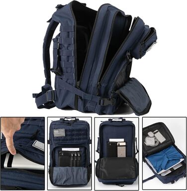 Тактичний рюкзак QT&QY 45 л, армійський, військовий Molle, для чоловіків, туристичний, для походів, 3-денний, синій