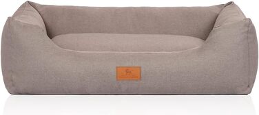 Ліжко для собак Knuffelwuff Lotte із велюру XXL 120x85 см, знімний чохол, світло-сіре, для великих, середніх та малих порід, ручне плетіння, пране