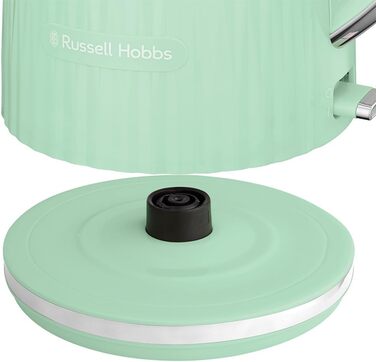 Електрочайник Russell Hobbs Eden 1,7 л, 2400 Вт, білий, з нержавіючої сталі, знімний фільтр від накипу, кнопка відкриття кришки, індикатор рівня води, підсвічування, BPA-free, 27360-70 (пісташковий)