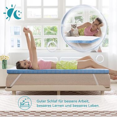 Топер з піни Memory Foam Amazon Basics з ременями, 140x200 см, 5 см, білий