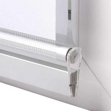 Рулонна штора Sol Royal Duo Rollo DK9 100x160 см без свердління, преміум, з кріпленням Klemmfix, подвійна, широкі смуги, біла