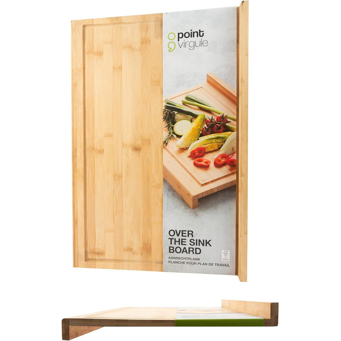Дошка для нарізання з бамбука XL 60x40x7 см, коричнева/біла, кухонна, для хліба, м'яса, овочів та фруктів
