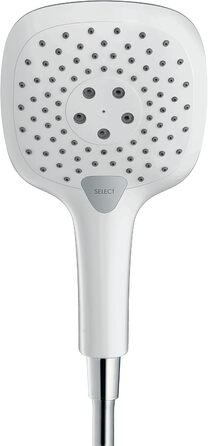 Душова лійка hansgrohe Raindance Select E 150x150 мм, 3 режими, антивапняна, економія води, біла/хром